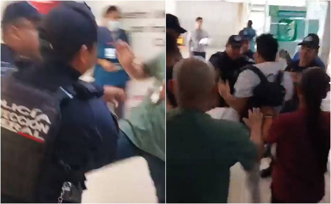 Pelea entre policías y personal de IMSS fue por una amenaza a enfermera. Foto: Especial