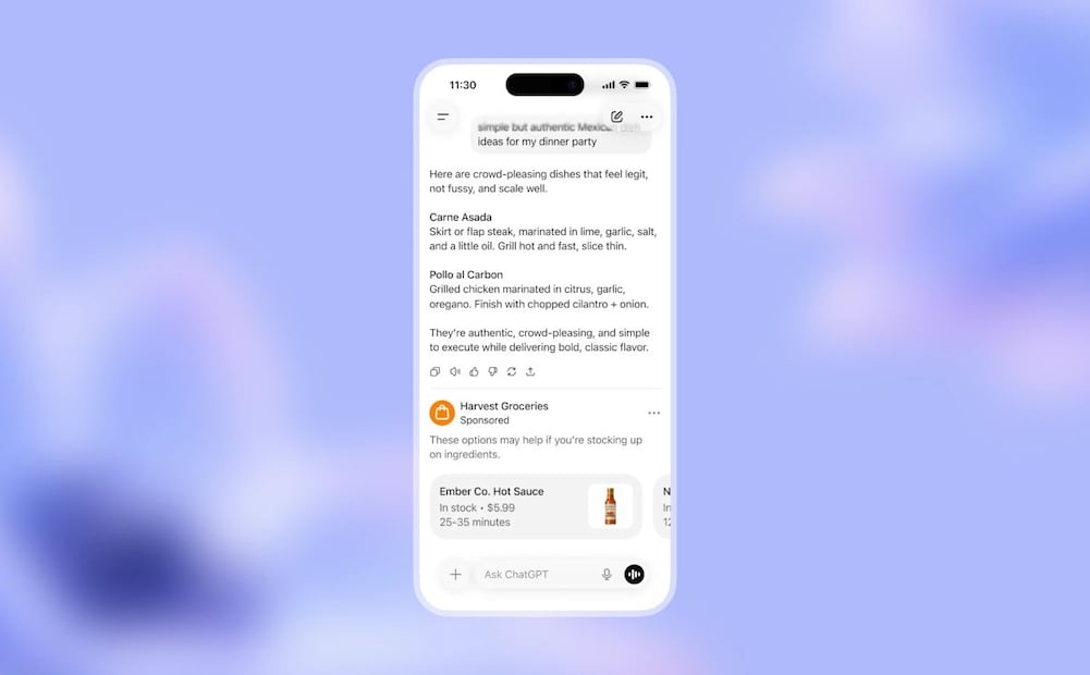 Llega ChatGPT con anuncios: cuáles serán las cuentas afectadas. Imagen: OpenAI