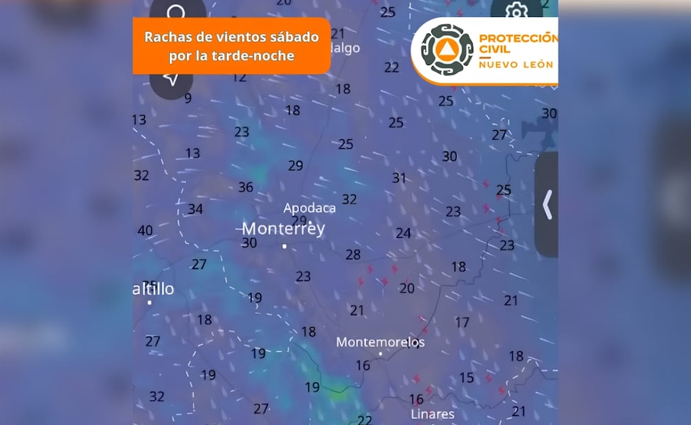 Además de la lluvia, las autoridades mantienen especial atención en las condiciones de viento previstas para este sábado. | Foto: Especial.