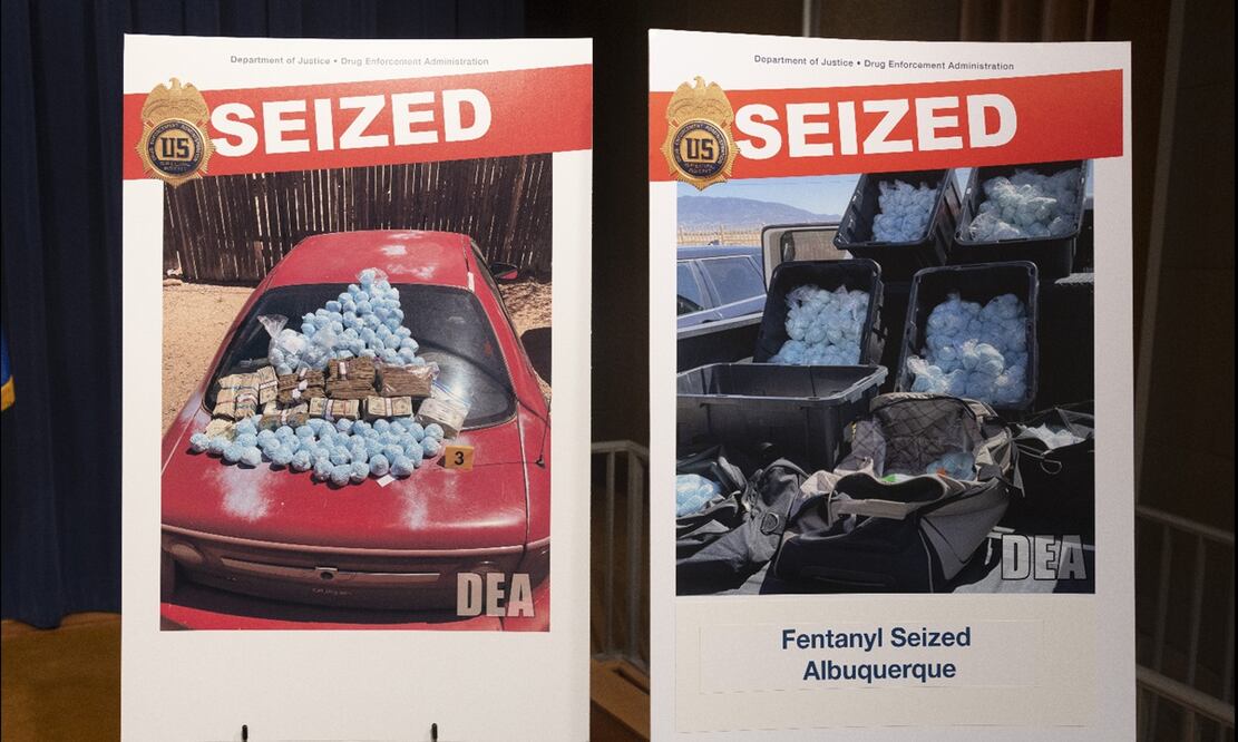 . El Departamento de Justicia, junto con la Administración para el Control de Drogas (DEA) y la Fiscalía del Distrito de Nuevo México, anunciaron la finalización de una operación contra una importante organización narcotraficante que traficaba con fentanilo y otros narcóticos ilícitos, el 6 de mayo de 2025. Foto: EFE