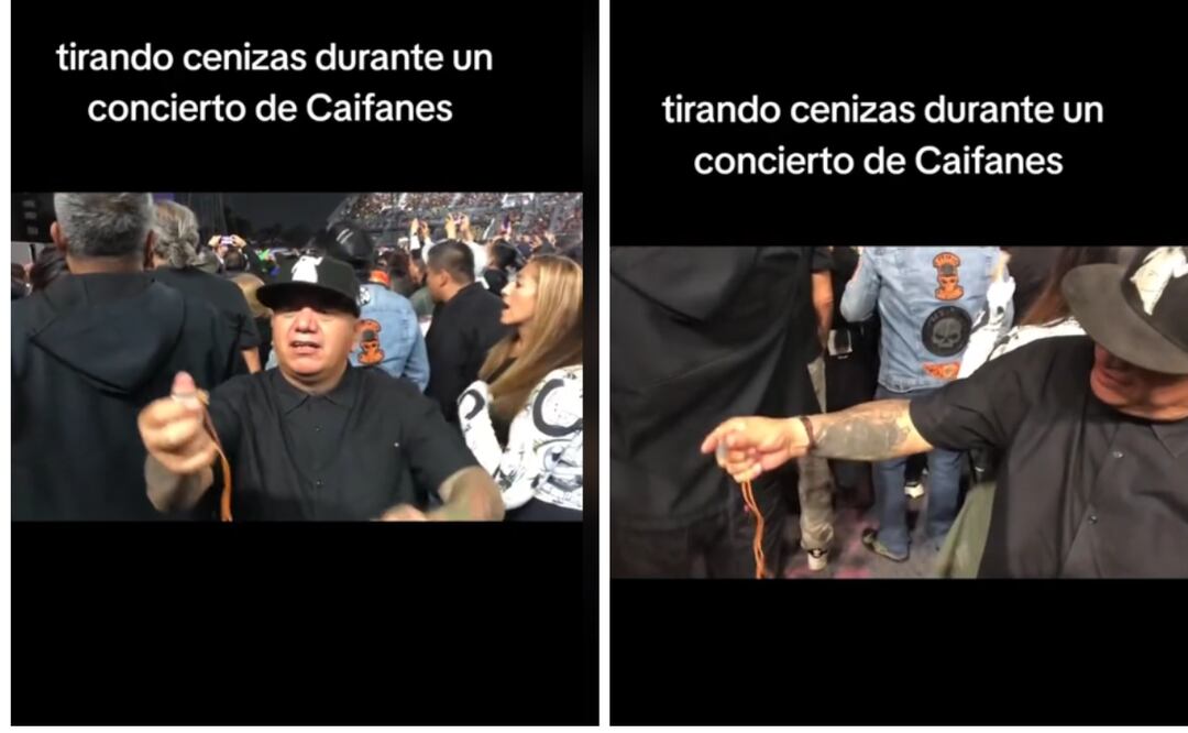 Durante un reciente concierto de la banda mexicana Caifanes, un fanático decidió rendir homenaje a un amigo fallecido arrojando sus cenizas en pleno espectáculo. Foto: Captura de pantalla