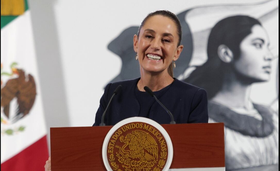 La presidenta Claudia Sheinbaum en su conferencia mañanera del 8 de julio de 2025. Foto: Carlos Mejía/EL UNIVERSAL