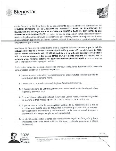 La Secretaría de Bienestar contrató a las empresas Grupo Maferefun y Market Foodie BR.