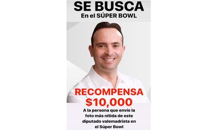 Ofrecen 10 mil pesos por foto de diputado de Nuevo León en el Super Bowl 
