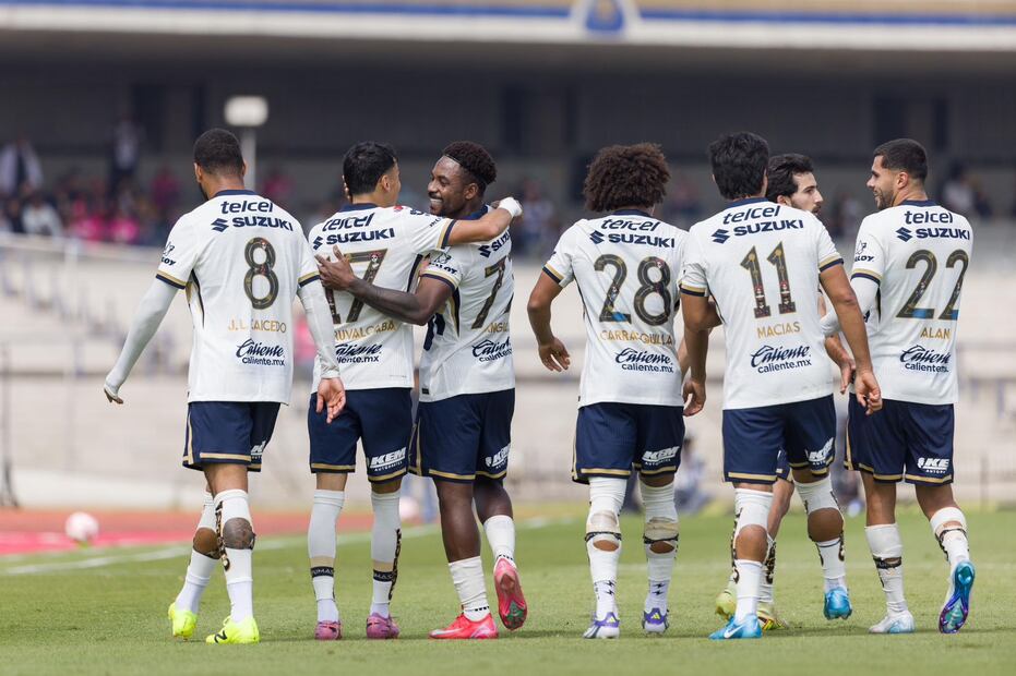 Pumas en festejo de gol, durante la Jornada 16 del Apertura 2025 - Foto: Hugo Salvador/EL UNIVERSAL