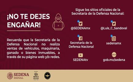 Sedena alerta de falsa subasta de vehículos programados para este domingo