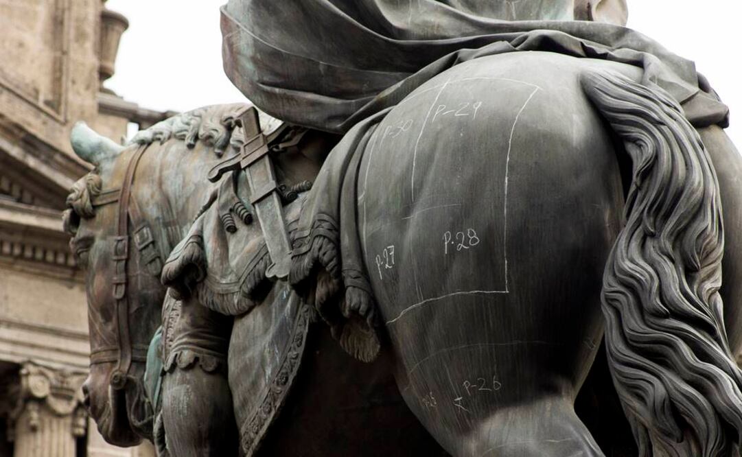 Fue en 2013 que el monumento resultó lastimado, luego de que trabajadores no profesionales la dañaron con ácido nítrico. FOTO: Jenifer Nava/EL UNIVERSAL.