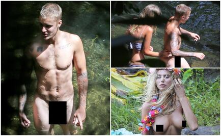 Captan desnudo a Justin Bieber con modelo