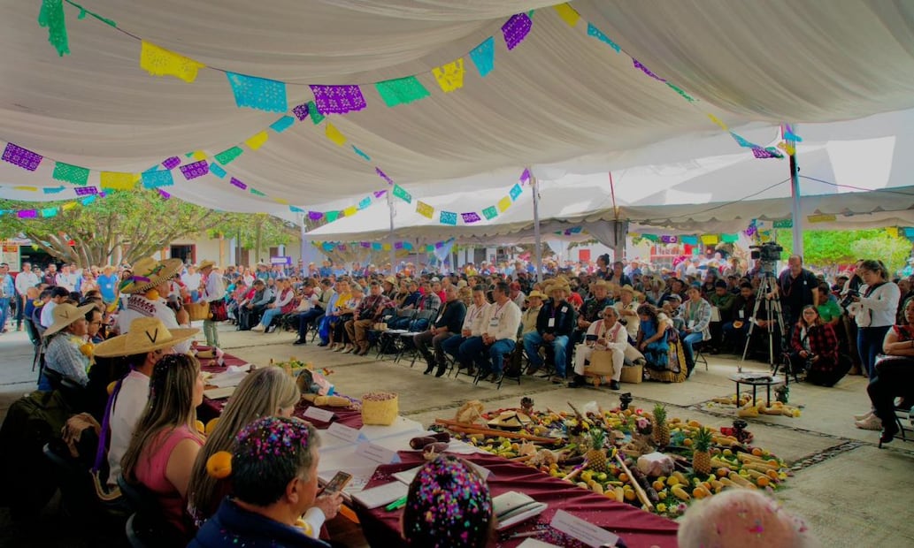 Durante la asamblea se congregaron 574 autoridades comunitarias, jefes de tenencia, comisariados de bienes comunales y ejidales. Foto: Secretaría de Ciencia, Humanidades, Tecnología e Innovación