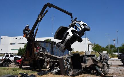 Destruyen 25 “monstruos”, vehículos con blindaje artesanal, en Tamaulipas