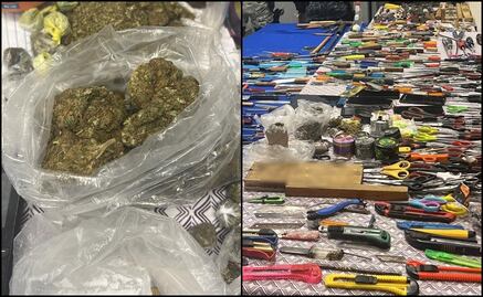 Decomisan celulares, droga y armas punzocortantes en dos penales de Hidalgo