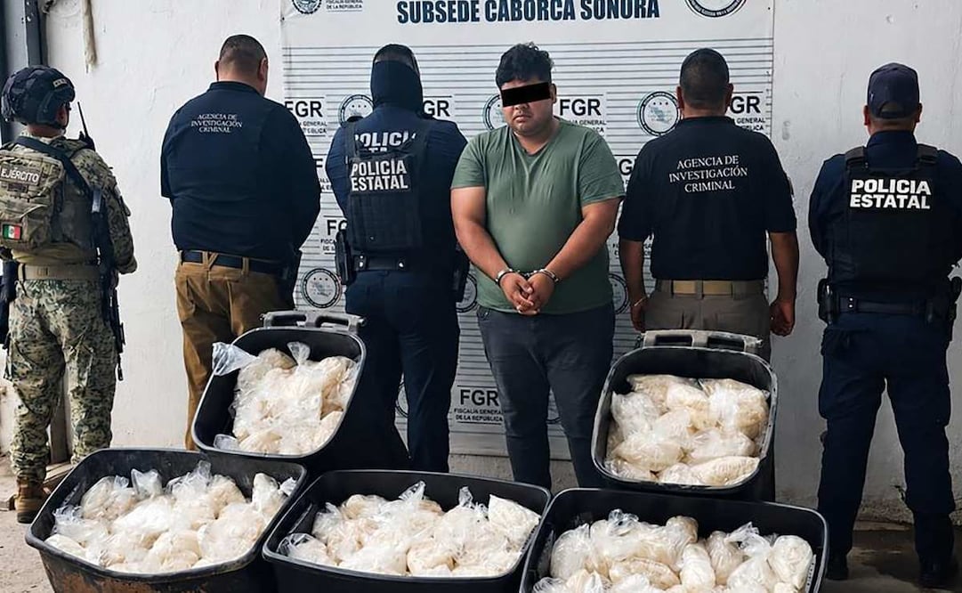 Autoridades federales y estatales aseguraron 200 kilos de metanfetamina en Caborca, Sonora. Foto: Gabinete de Seguridad