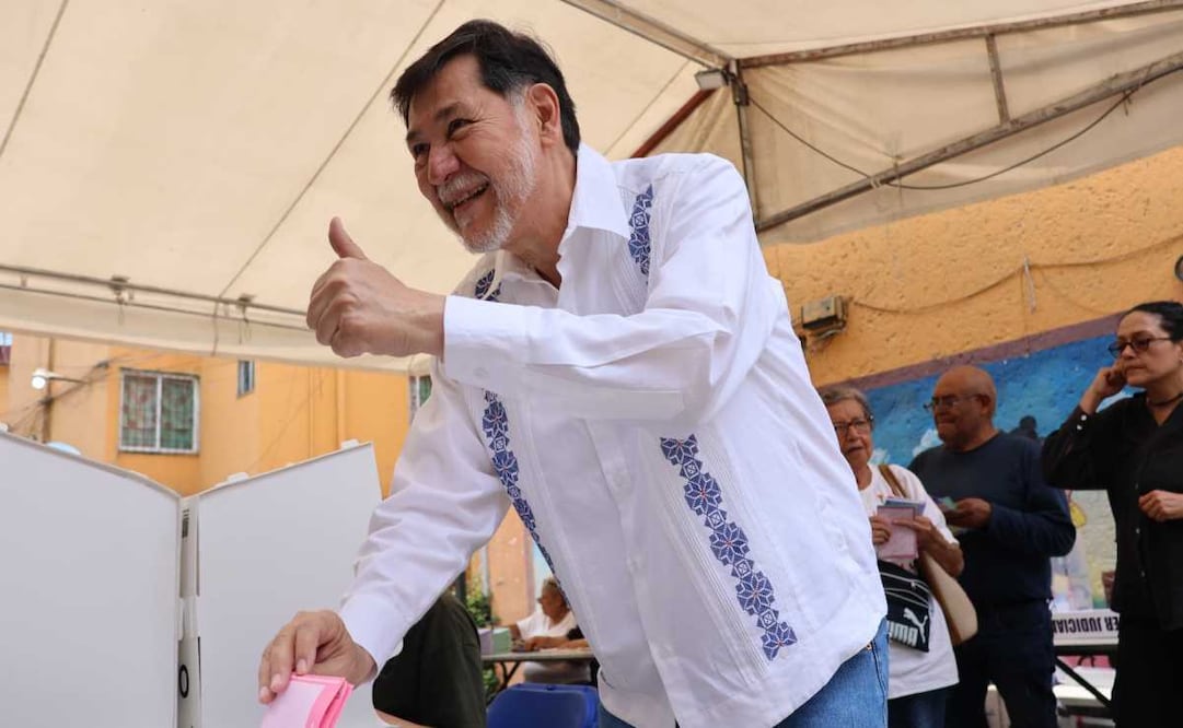 Presidente del Senado, Gerardo Fernández Noroña, emitió su voto durante la elección judicial. Foto: Tomada de la cuenta de X de @fernandeznorona