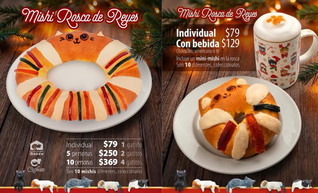 La Mishi Rosca de Reyes es una creación deliciosa en apoyo a los gatitos de la calle. Foto: Facebook Catfecito