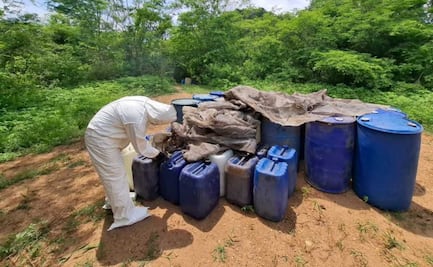 Aseguran más de tres mil litros de sustancias químicas en Sinaloa; serían utilizadas para procesar drogas sintéticas