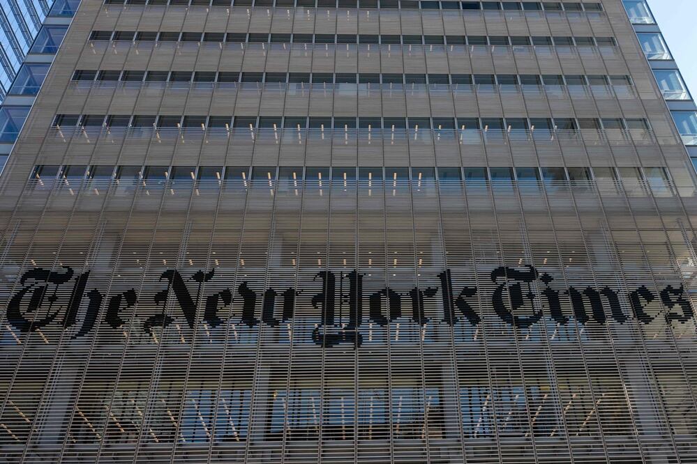 El edificio del The New York Times, en Midtown el 7 de febrero de 2024 en la ciudad de Nueva York. Foto: AFP/Archivo