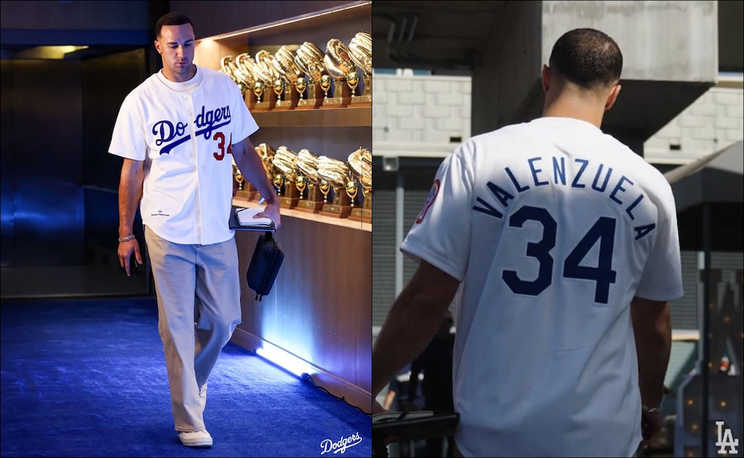 Jack Flaherty luce la camisola de Fernando Valenzuela con los Dodgers / Foto: Especiales