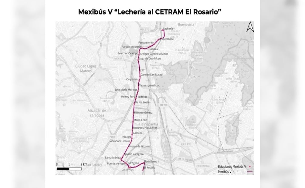 La Línea 5 del Mexibús contará con 29 estaciones;  recorrerá las avenidas Vía Gustavo Baz, de las Armas Norte y de las Culturas. | Foto: Especial.