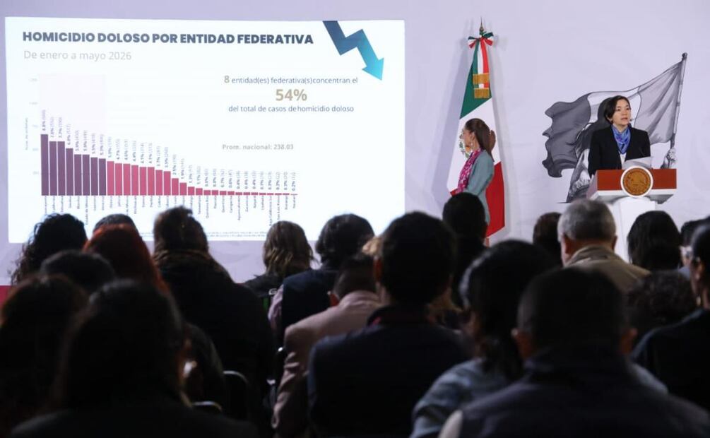 Marcela Figueroa, titular del Secretariado Ejecutivo del Sistema Nacional de Seguridad Pública durante la conferencia de prensa de la presidenta Claudia Sheinbaum (16/06/2026). Foto: Karla Guerrero  / EL UNIVERSAL