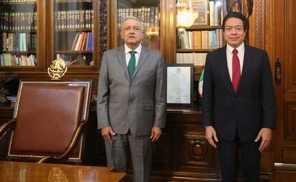 AMLO recibe a Mario Delgado en Palacio Nacional tras ser elegido presidente de Morena