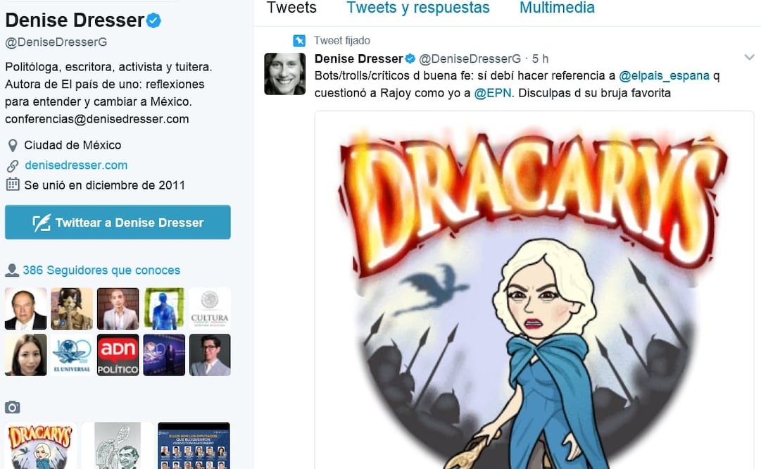 Captura de pantalla del tuit de Dresser