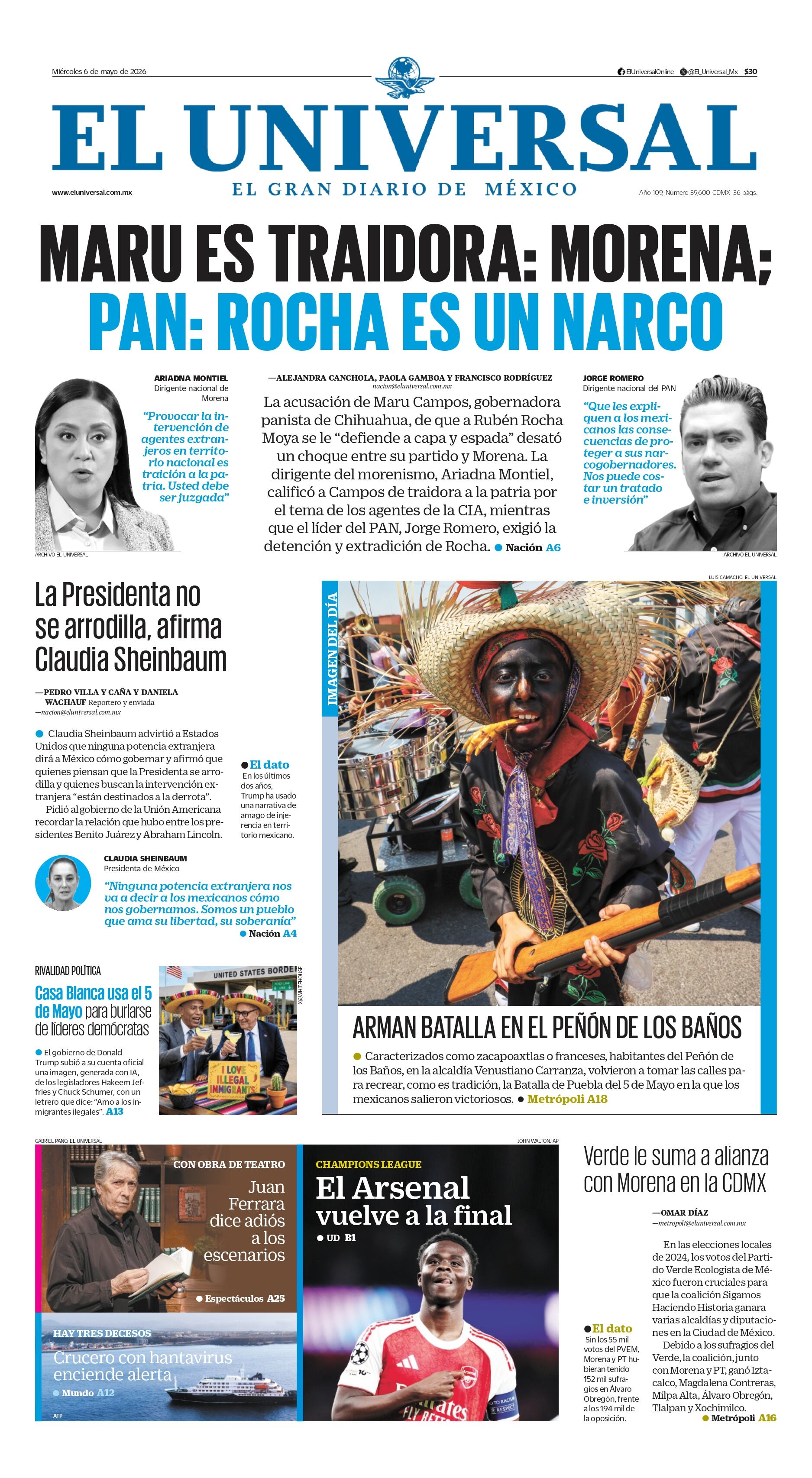 Portada impresa del 6 de mayo de 2026