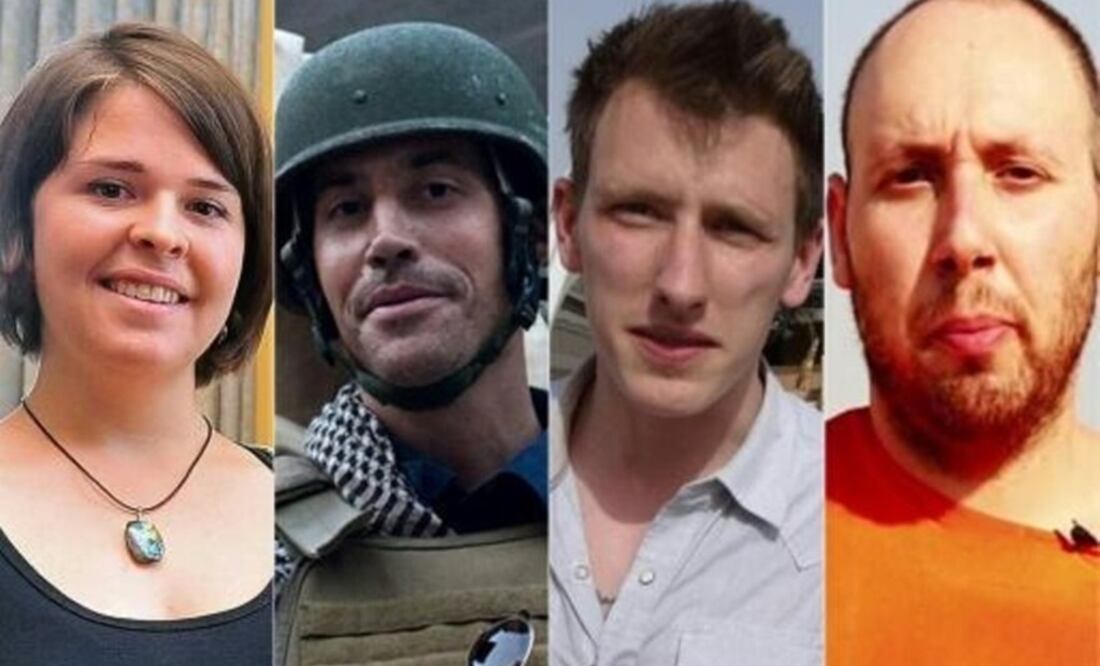 De izquierda a derecha, Kayla Mueller, James Foley, Peter Kassig y Steven Sotloff, grupo que pertenecía al Estado Islámico/ Foto: AFP