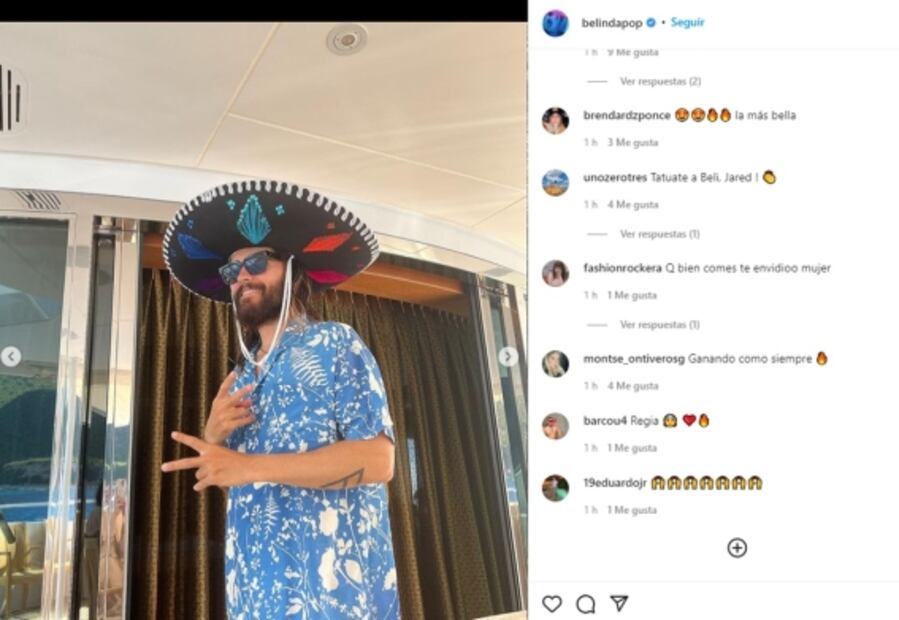 Belinda presume sus vacaciones al lado de Jared Leto