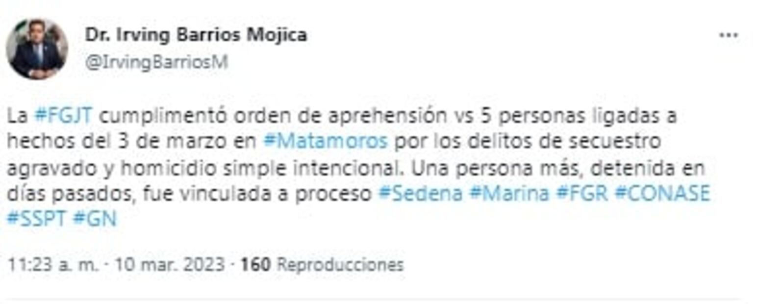 Detienen a 5 por secuestro de estadounidenses en Matamoros, confirma Fiscalía de Tamaulipas 