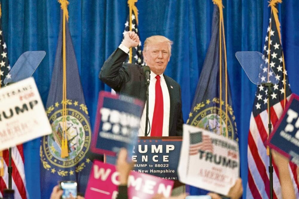 El candidato republicano a la presidencia de EU, Donald Trump, se reunió con simpatizantes en la ciudad de Atkinson (JIM COLE. AP)