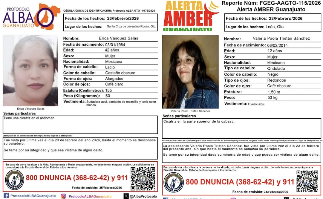 Hallan cuerpos de dos mujeres en caminos de terracería en Silao e Irapuato; difunden fichas de búsqueda de otras 12 jóvenes. Foto: Especiales.