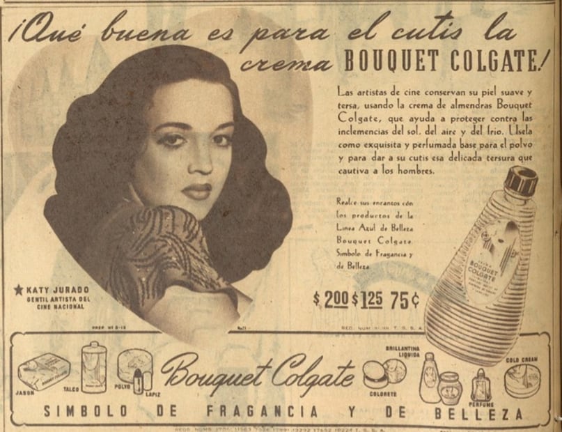 Katy Jurado protagonizó anuncio de belleza en 1948.
Hemeroteca EL UNIVERSAL.