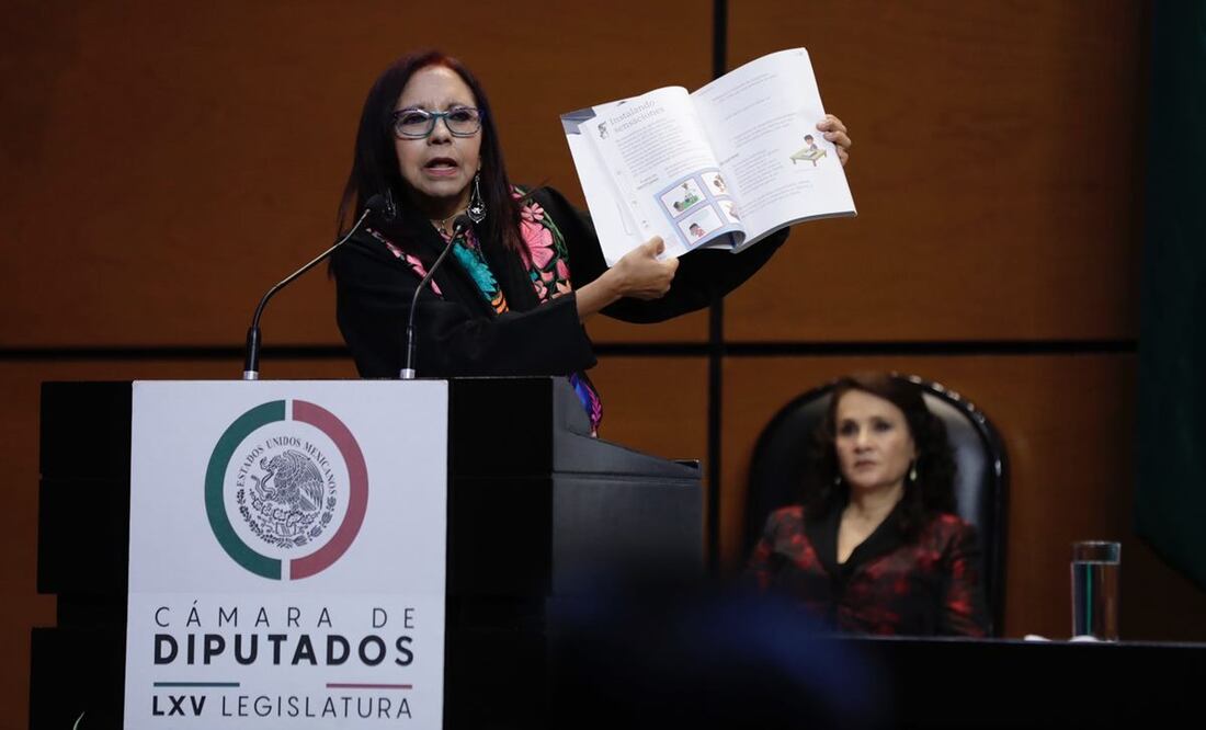 Comparecencia de la titular de la Secretaría de Educación Pública (SEP), Leticia Ramírez Amaya en la Cámara de Diputados, como parte de la glosa del quinto informe de gobierno del presidente López Obrador. Foto: Diego Simón Sánchez/EL UNIVERSAL