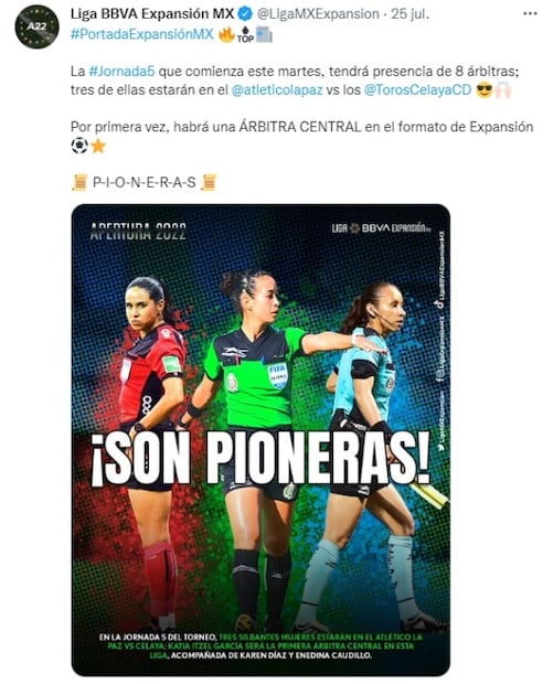 Tres mujeres dirigirán partido varonil por primera vez en México