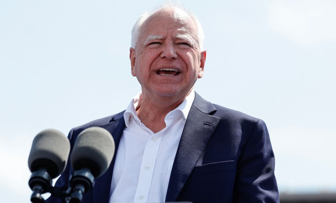 Tim Walz compañero de formula de la candidata del Partido Demócrata a la presidencia de Estados Unidos, Kamala Harris. Foto: AFP