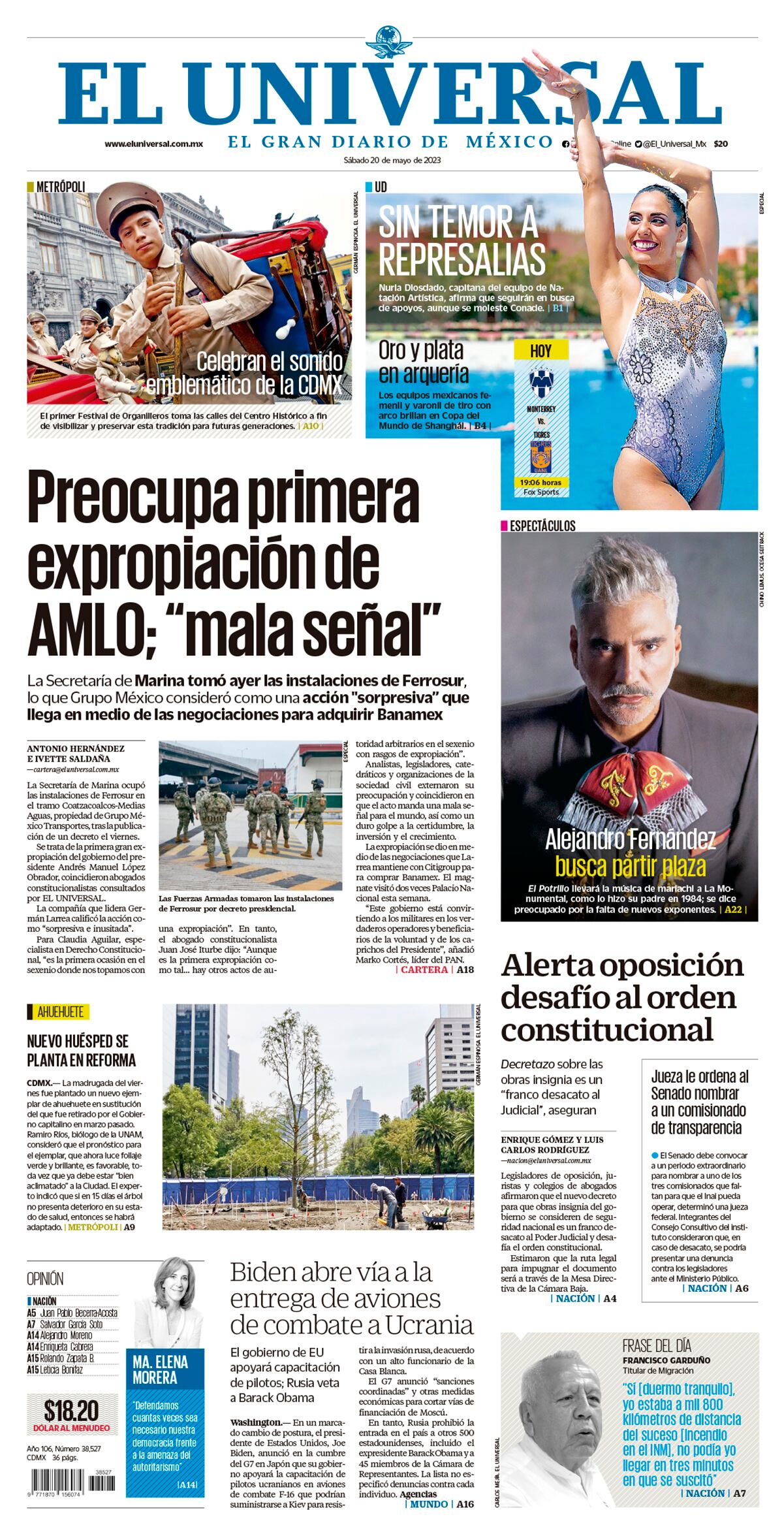 Portada impresa 20 de mayo de 2023