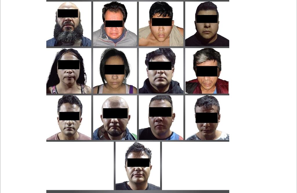 Los 13 acusados fueron detenidos hace unos días durante un operativo en el que participó la Fiscalía General de Justicia del Estado de México. FOTO: Especial/EL UNIVERSAL/