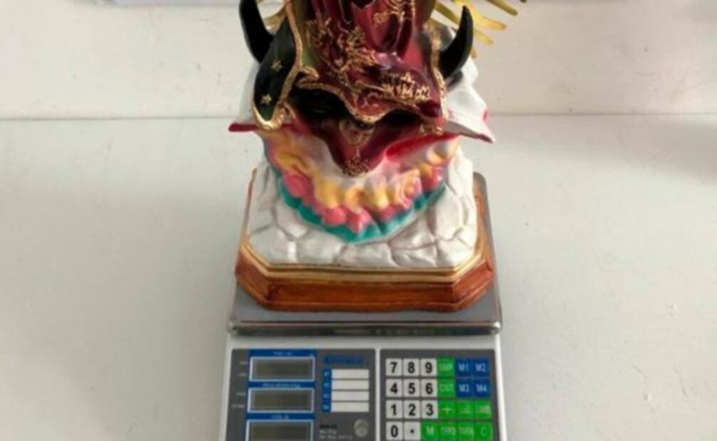 Esconden en figura de la Virgen de Guadalupe 5 kilogramos de crystal