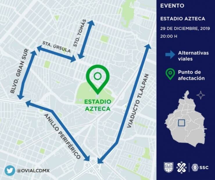 Policía capitalina alista operativo en el estadio Azteca