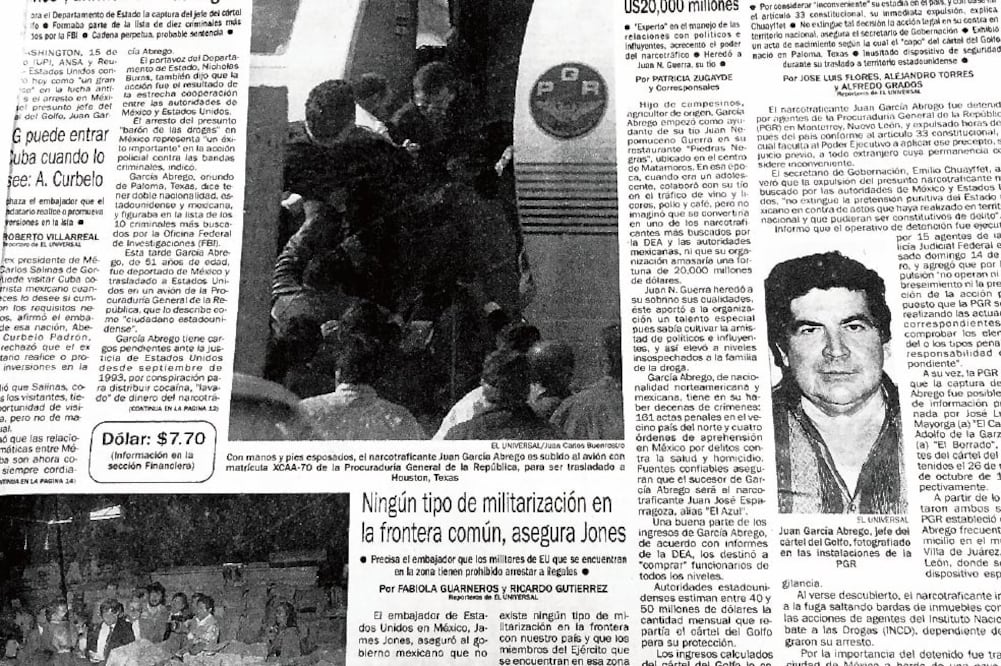 Portada de EL UNIVERSAL sobre el arresto del narcotraficante (ARCHIVO EL UNIVERSAL)