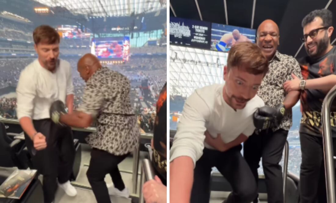 Antes del enfrentamiento Canelo vs Crawford, el famoso youtuber recibió un golpe en el abdomen por parte del excampeón, Mike Tyson. Foto: Instagram @mrbeast