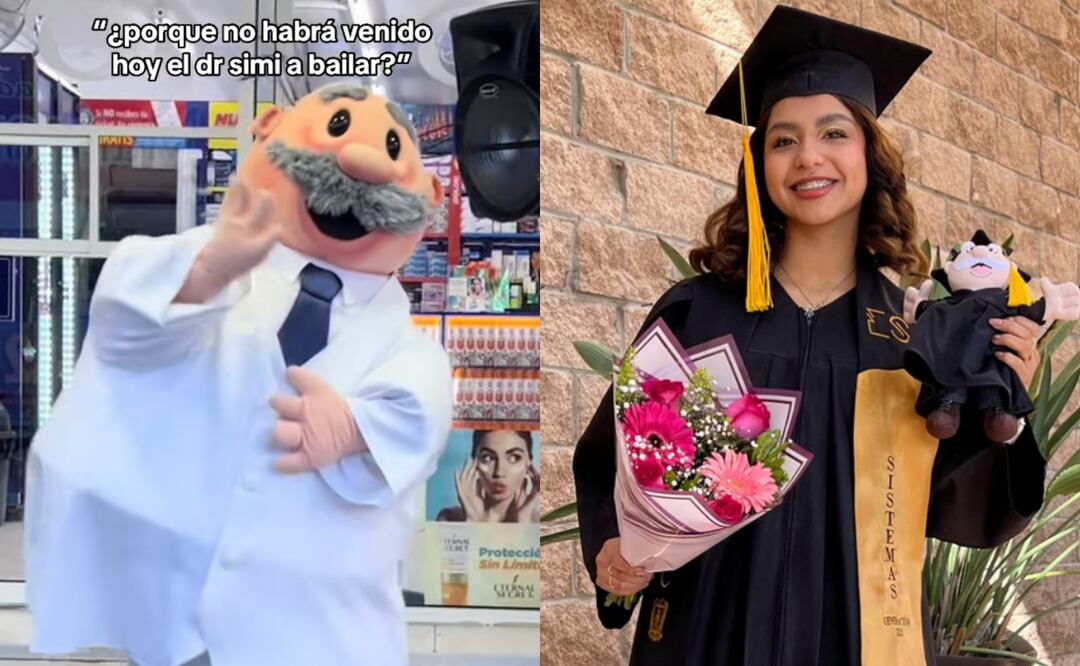 Joven se gradúa tras trabajar como botarga del Dr Simi para pagar sus estudios. Foto: Captura de video y redes sociales