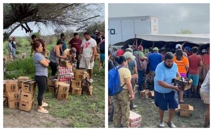 Tráiler con cerveza vuelca; en minutos, multitud saquea toda la carga en Tamaulipas