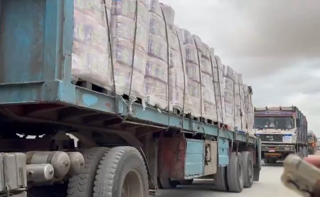 Las cifras de camiones son superiores, pero todavía no alcanzan los 500 camiones con ayuda que entraban diariamente a la Franja de Gaza antes de la guerra. Foto: Captura de pantalla