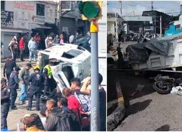 Camión de carga se queda sin frenos y embiste a tres vehículos en Huixquilucan; reportan 8 lesionados