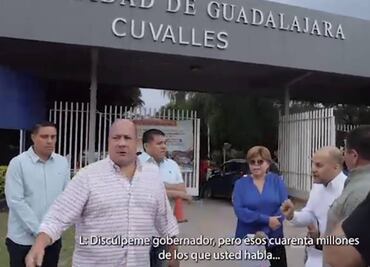 Alfaro va a grabar video en la UdeG y terminan increpándolo; acusan intimidación del gobernador