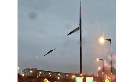 Tormenta desgarra bandera de San Jerónimo, en CDMX