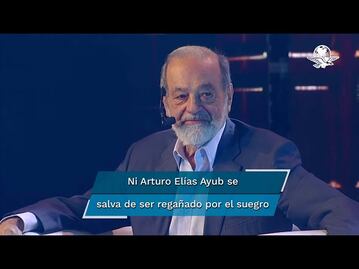 Carlos Slim regaña a su yerno Arturo Elías Ayub en plena conferencia