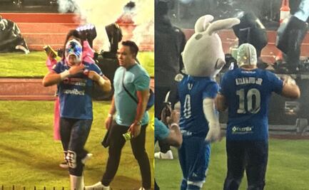 Atlantis Jr. en CU; el luchador fue embajador del partido entre Cruz Azul y Querétaro