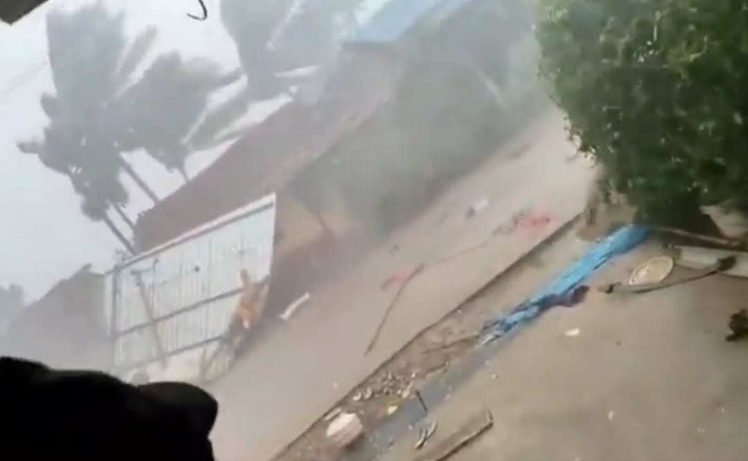 Una terrible tormenta de viento azotó Hunagund, distrito de Bagalkot, Karnataka, India. Foto: Captura de pantallla
